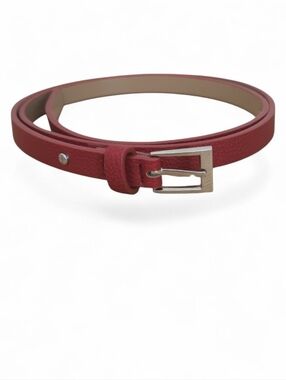 Kenneth Cole Reaction Red Faux Leather Skinny Belt Large